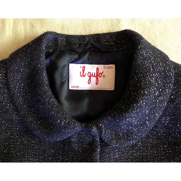 Il Gufo Girls 10 Metallic Thread Navy Coat - Picture 7 of 15